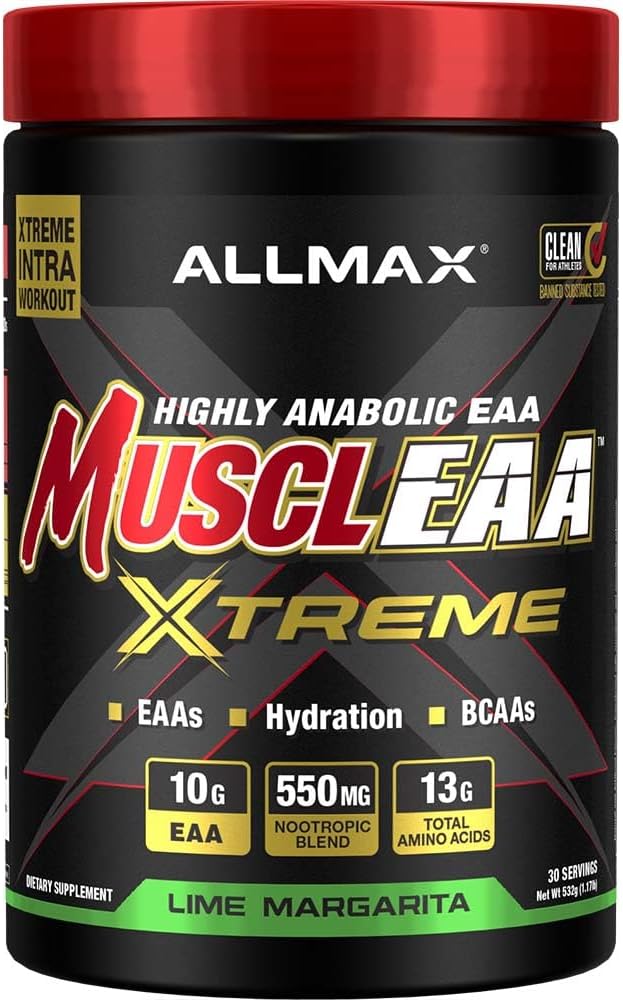 ALLMAX MUSCLEAA Xtreme, Lime Margarita - 532 g pulbere - Oferă EAAS, BCAAs & Hidratare - Până la 30 Serviri...
