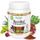 MacroLife Naturals MacroMeal Vegan praf de proteine Superfood Verzi Probiotice + Fibră, Energie imunitară Digestive Daily Essentials pentru femei și bărbați Gluten-Free - 23.8oz (15 Serviri) Ciocolată