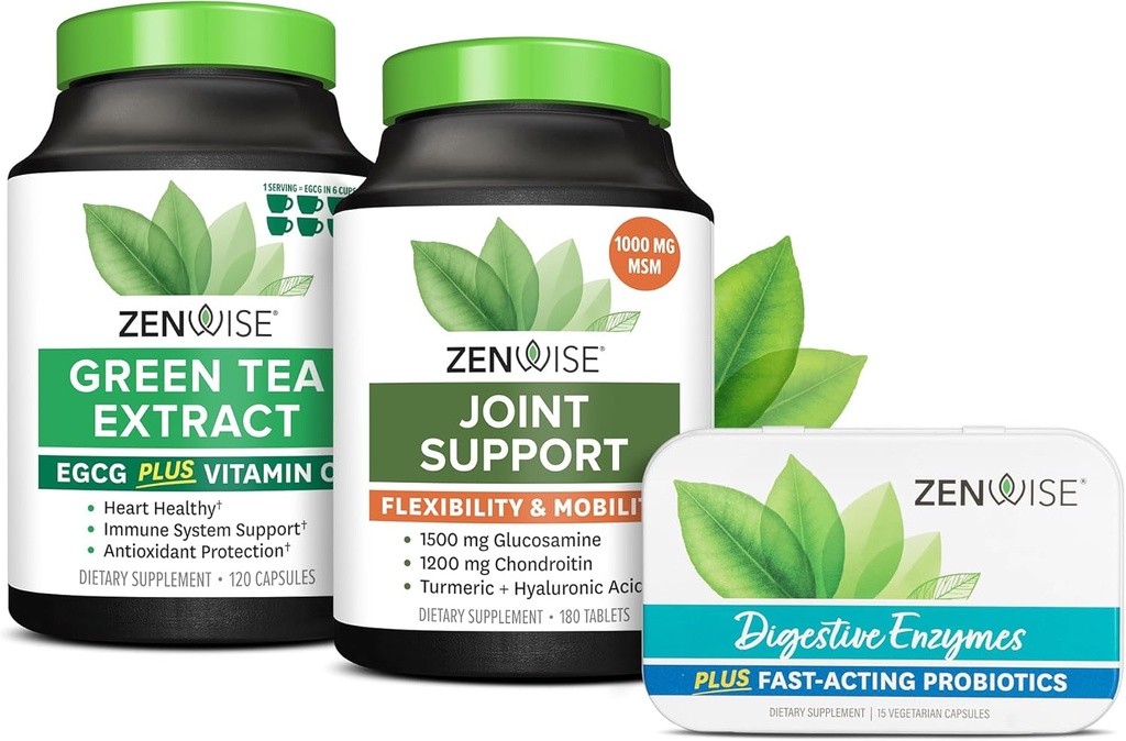 Zewise sănătate extract de ceai verde, suport comun, enzime de dimensiuni gratuite de călătorie