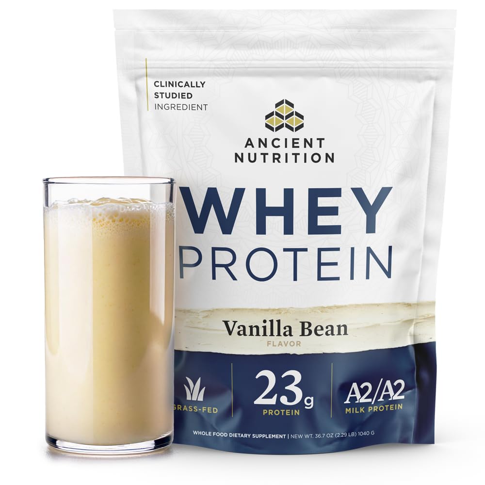 Proteină Fed Whey, 23g Proteină, Colagen peptide hidrolizate, Proteină organică regenerativă A2/A2 de lapte (35 Servings, Vanilla Bean)