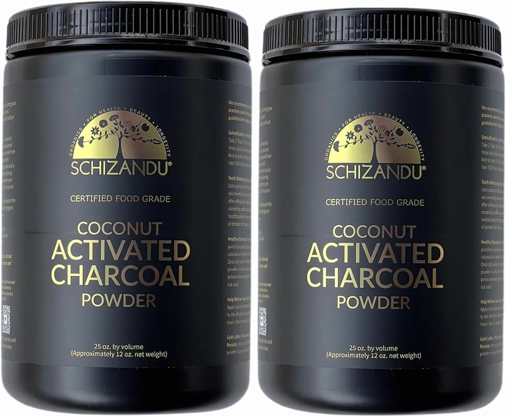 Pudră organică de cărbune activat Charcoal Natural, Vegan, Organic, OMG gratuit - flacon mare 25 oz pulbere - 2 ambalaj