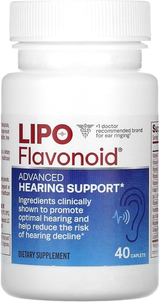 Lipo Flavonoid Advanced suport auditiv Suplimentul zilnic - ajută la reducerea riscului de decădere a auzului și promovează audierea optimă - 40 Caplete