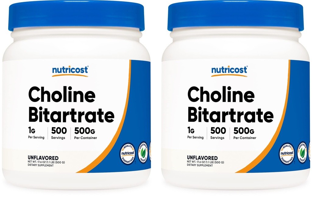 Nutricost Pure Choline Bitartrat pulbere 500G (2 flacoane)
