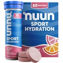 Nuun Sport Electrolit Tablete cu magneziu, calciu, potasiu, clorură & sodiu, gluten Free & Vegan, fructe citrice, 8 Pack (80 Servings Total)