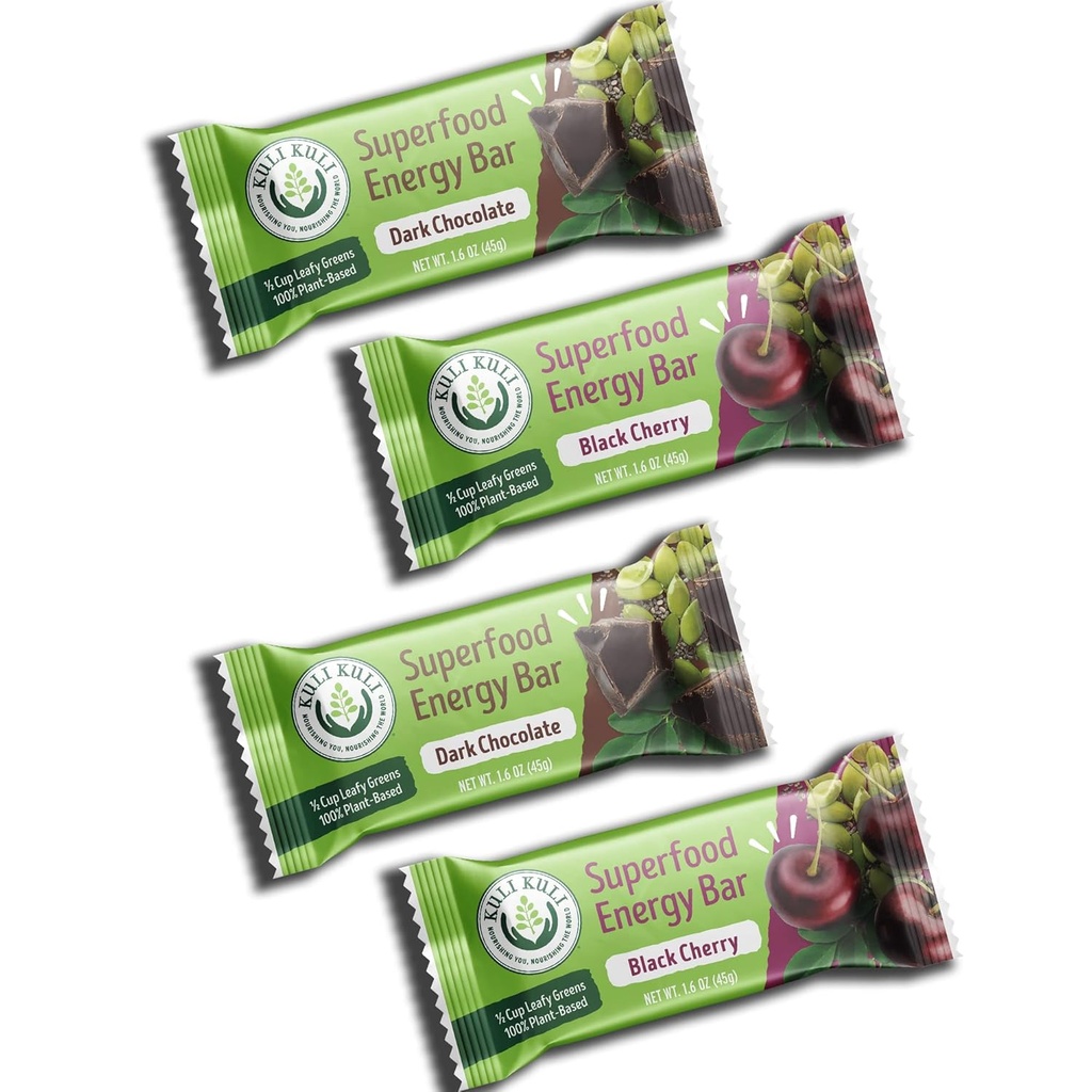 Kuli Kuli Moringa Powder Energy Bars - Gluten Free Vegan Snack Bars - Plant based Energy Bars, 1.6 Ounce Moringa Bars, Varietate, 6 Pack