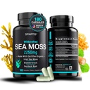 Certified Organic Sea Moss Capsules 2250 mg Wildcrafted Irish Sea Moss Brodock Root Bladderwrack Supliment Raw Seamoss Pills & Powder (Pachet de 1 la 180 Caps)