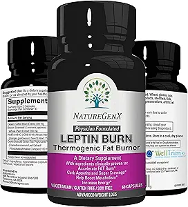 Leptin Burn - termogenic Fat Burner, Appetite Suppressant, Booster de energie și metabolism Booster pentru pierderea in greutate - pastile dietetice care funcționează rapid pentru femei și bărbați - 60 pastile Slim, Gluten gratuit