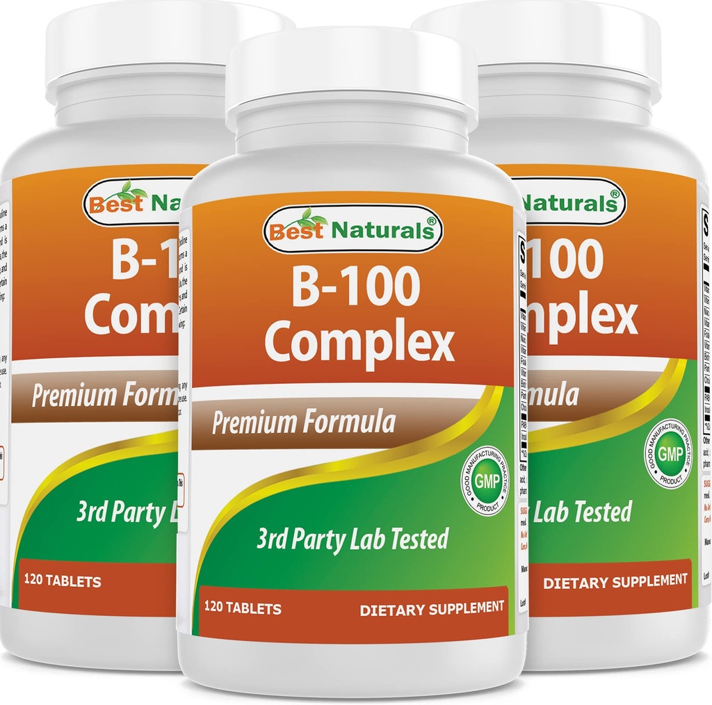Cele mai bune naturale B 100 Complex 120 comprimate (B Complex Vitamine) (120 Conte (Pachet de 3)