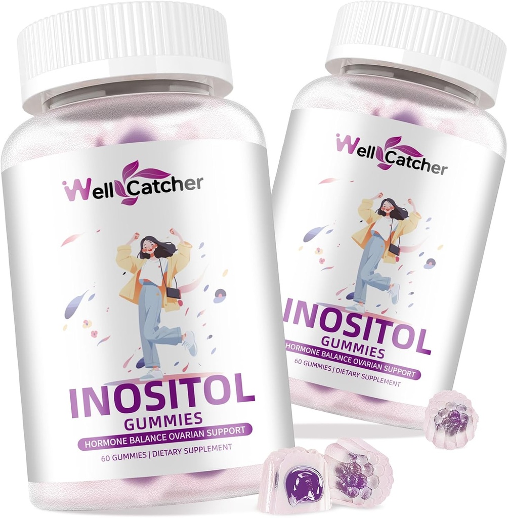 Inozitol Gummies Myo-Inositol & D-Chiro Inositol Ideal 40:1 Raţional Suplimentul Inositol cu Omega-3 Vitamina D3 Susţine Regularitatea Ciclului de Ovulaţie Sanatos Aroma de struguri 2 Packs