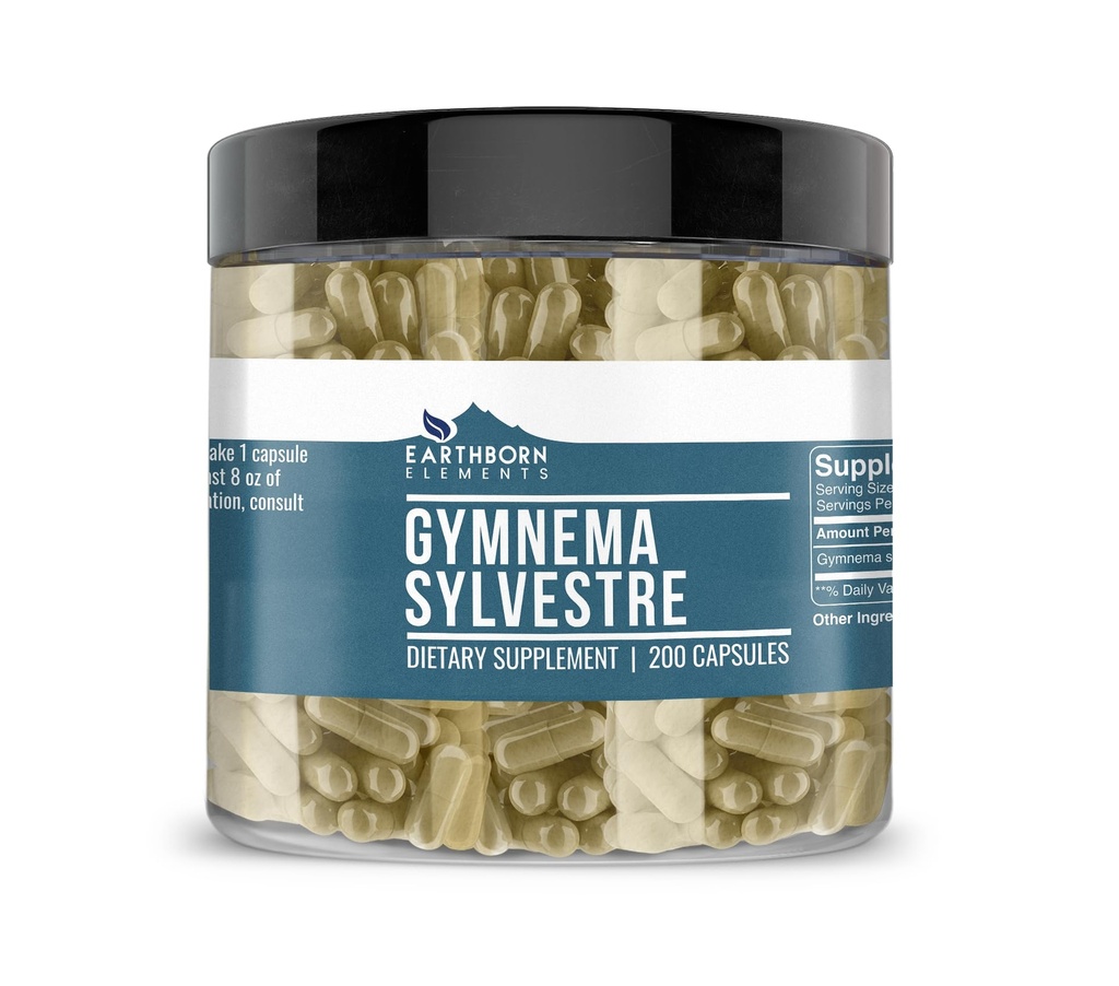 Elemente pământene Gymnema Sylvestre 200 capsule, pur și nediluat, fără aditivi