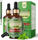 Clorofile organice picături lichide lipozomal pentru femei și bărbați, 6-in-1 Greens Superfood Clorofila Vegană w/Spirulina, Iarba de grâu, vitamina C B12 A pentru deodorant intern*, Energie,Digestive,2Packs/4 Fl Oz
