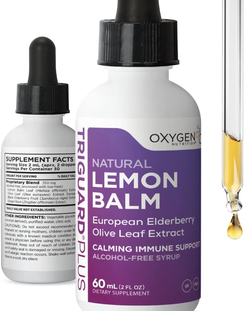 TriGuard Lemon Balm Plus - Lemon Balm Extract, Elderberry, Olive Leaf Extract Tincture 2 fl oz 