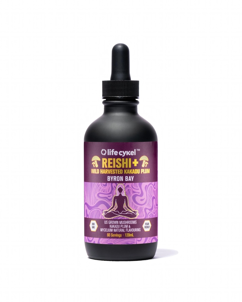 Life Cykel - Reishi Mushroom Extract cu salbatic Kakadu Plum - Potent Imune & Sleep Supplement, Vitamina-C Rich Adaptogen Mushroom Drops - 4 Fl Oz