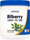 Nutricost Bilberry Powder 250 Grams - Gluten gratuit și non-GMO