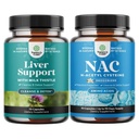 Bundle de ficat Cleanse Detox & Reparații Formula și NAC Supliment N-Acetyl Cysteine 600mg - Herbal Liver Support Supplement with Milk Thistle - High Absorbtion NAC 600 mg Capsule Glutatione