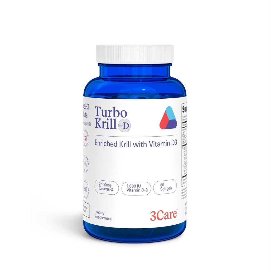 Turbo Krill 2100mg [Concentrat ridicat] ulei Krill Plus 600 UI vitamina D Omega 3 Supliment 60 Softgels