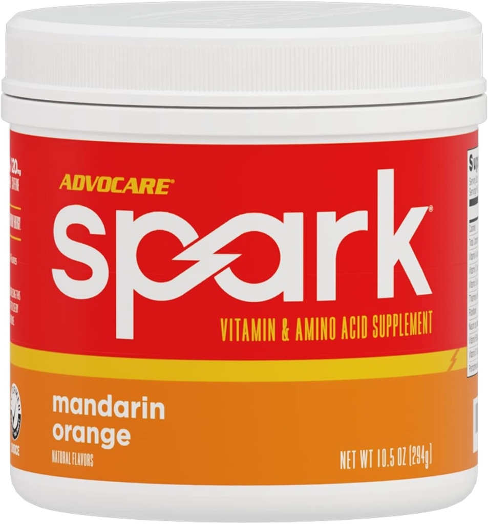 AdvoCare Spark - Energetic Drink Mix - Vitamina & Amino Acid Supplement - Supports Energy & Focus - Portable Immune Support - Sugar-Free - Mandarin Orange (10,5 oz)