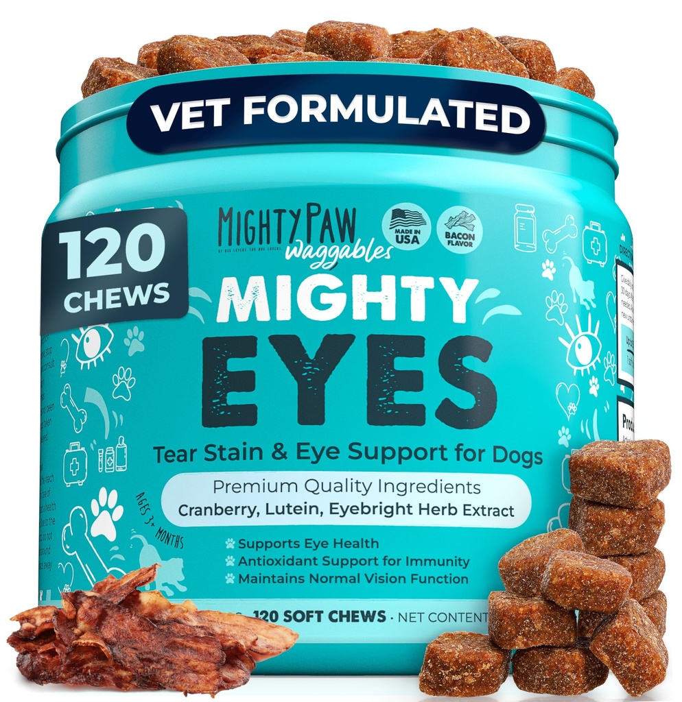 Mighty Paw Waggables Eyes (Made in USA)  Ochi lubrifianti, suport imunitar (120 Ct)