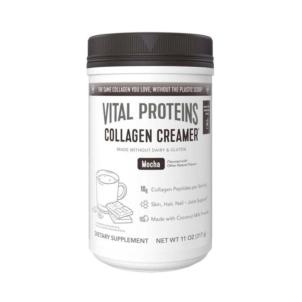 Proteine vitale Colagen Peptides pulbere - Mocha Coffee Creamer pentru par, Skin & Nails Support, 11.2 Oz