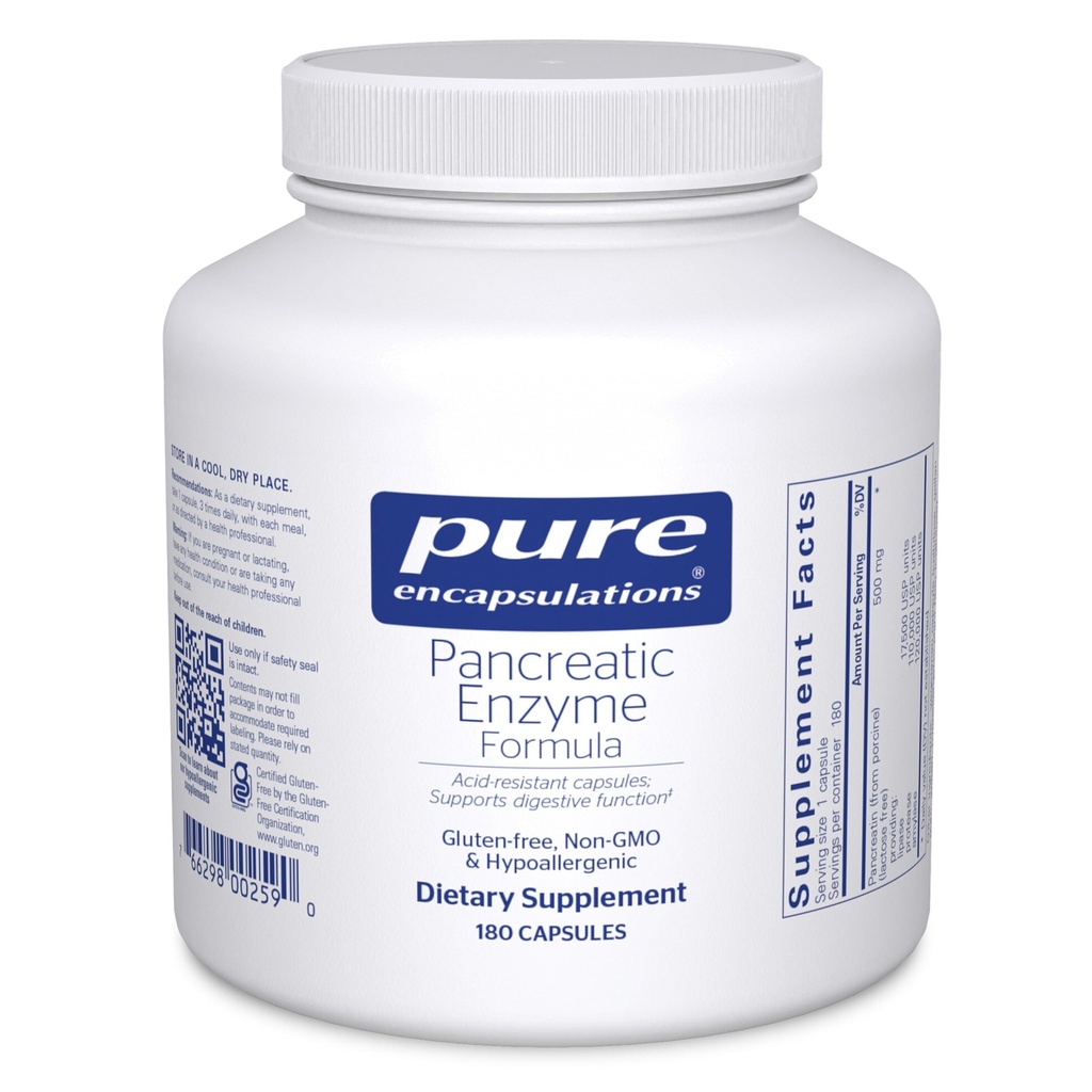 Pure Encapsulations Pancreatic Enzyme Formula - Enzime digestive pentru digestia - consolidează sănătatea gută * - Capsule de livrare vizate - Gluten gratuit & non- GMO - 180 capsule