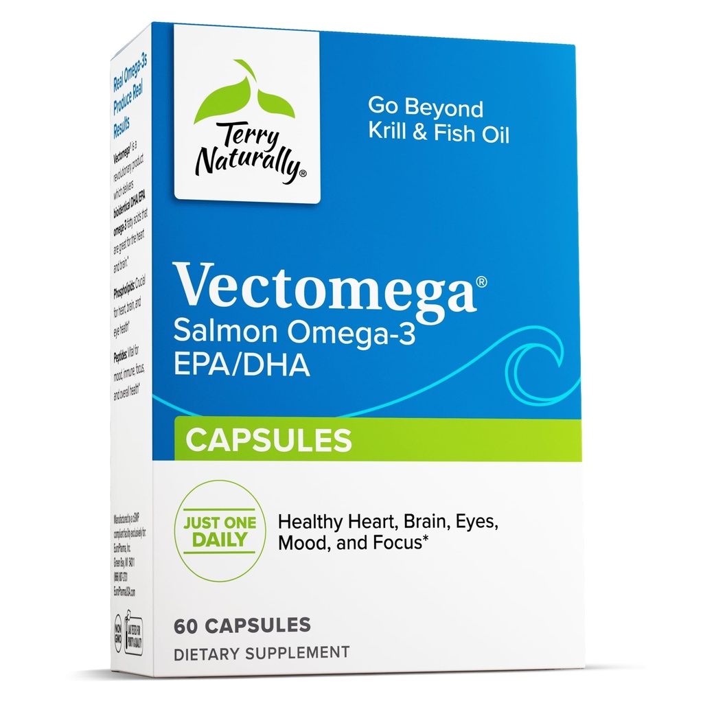 Terry natural Vectomega - Supliment alimentar cu EPA & DHA - Omega-3 comprimate pentru Brain & Heart Health Support - Supliment nutritional cu acizi grasi esentiali & Peptide - 60 capsule