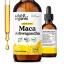Salbatice & Organic Maca Ashwagandha picături pentru bărbați și femei - Peruvian Maca Root și Ashwagandha Tinctură pentru suport global - Vegan, Sugar & Alcool-Extract gratuit - 2 fl oz