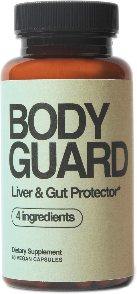 Bodyguard Ficat Detox & Gut Health, Setria® Liposmal Glutatione 250mg, Master Antioxidant, Post-Celbration Formula, Red Flush Support, Vegan, Gluten Free, Made in USA, 4 Ingrediente, 60 Capsule