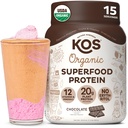 KOS Pe bază de plante de proteine praf, ciocolată USDA Organic - carbohidrat scăzut Proteina Blend, Vegan Superfood cu vitamine si minerale - Keto, soia, lactate gratuit - Mese de schimb pentru femei si barbati - 15 Serviri