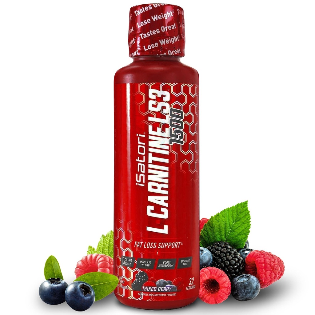 iSatori L-Carnitine LS3 1500, Triple-Blend Liquid Carnitine Supliment, cu acetil & Tartrat, Stimulant Free, Calorii joase, Zahăr & Gluten gratuit, Keto-Friendly, Aroma Berry mixte (32 Servings)