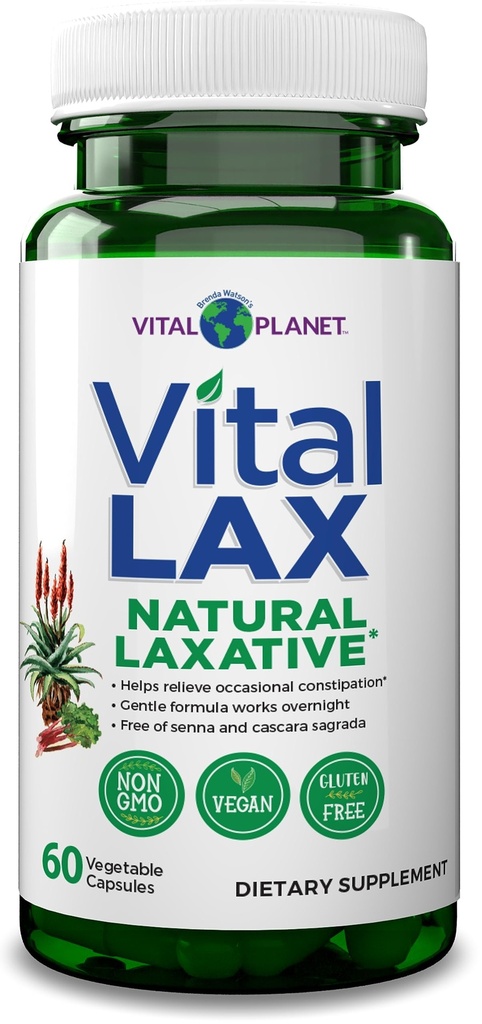 Vital Planet - Vital Laxative naturale Laxative Supliment pentru constipație ocazională, cu hidroxide de magneziu, Elm alunecos, Aloe, și Triphala pentru a sprijini regulatitatea Bowel 60 capsule