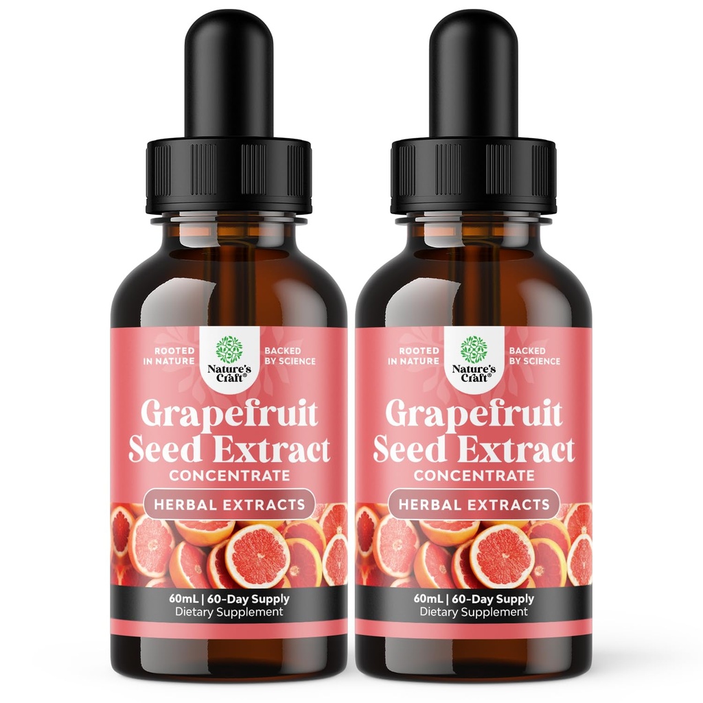 GSE Extract de semințe de grapefruit lichid - o picătură de zi cu zi - Super concentrat de semințe de struguri Extract de lichid picături bogate în bioflavonoizi și polifenoli pentru Gut Health & Immune Support - 2 ambalaj Bundle - 120 zile