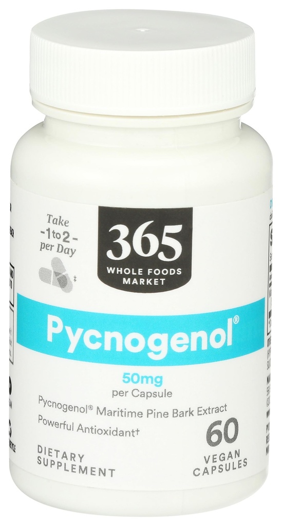 365 by Whole Foods Market, Pycnogenol Maritime Pine Bark Extract, 50mg Vegan Capsules, 60 Conte
