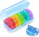 Sukuos Large Weekly Pill Organizator 2 ori pe zi, Daily Pill Box 7 zi Easy to Open with Dublu Protection, AM PM Pill Case for Medicine/Vitamin/Fish Oil/Supplements (Blue)