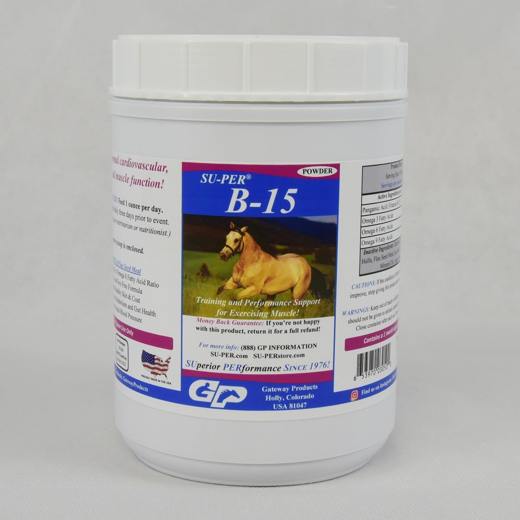 SU-PER B-15 Supliment de vitamine pentru cai - Equine Vitamina B-15 Pulbere pentru suport de performanță - 2,5 Lire, (2 ambalaj)
