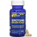 Serotonina Brain Food - 1250 mg L- Tryptofan & 400 mg Rhodiola Rosea Supliment - Meniu de sprijin suplimentar pentru ajutor de stres - Neurotransmițător suport cu magneziu Glicinat & Zinc - 60 capsule