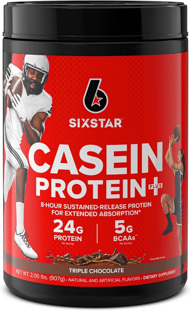 Șase stele Casein Pulbere de proteine Elite Pulbere de proteine cazeină Micellar pudra de proteine cazeină pentru câștig muscular Triple Ciocolată Pulbere de proteine, 2 lbs (26 Servings) (Package May Vary)