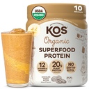 KOS Vegan Praf de proteine, Unt de arahide de ciocolată - Blend proteine de arahide cu carbohidrați mici, USDA Superfood organic cu vitamine și minerale - Keto, soia, lactate gratuit - Înlocuire masă pentru femei și bărbați - 10 Serviri