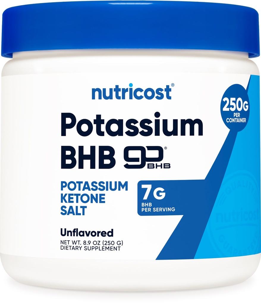 Nutricost Sare de potasiu BHB, Supliment cetone exogene, 6,4g beta-hidroxibutirat per servire, 250 Grams