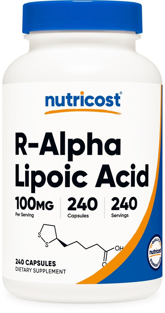 Nutricost R-Alpha Acid lipoic 100mg, 240 capsule - Veggie Caps, Vegan, Non-GMO, Gluten Free