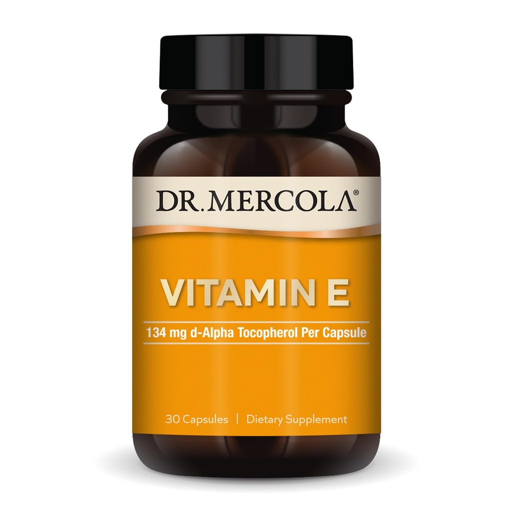 Dr. Mercola Vitamina E - Susţine statusul sănătos al pielii şi antioxidant - Tocopherols şi Tocotrienols Blend - non-GMO, gluten-free şi soia - 30 capsule (30 Servings)