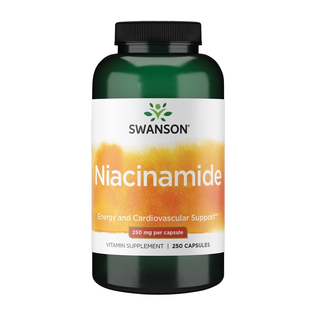 Swanson Niacinamidă - Vitamina B3 Supliment de promovare Heart Health & Energy Support - Poate sprijini funcția comună sănătoasă - (250 capsule, 250 mg fiecare)