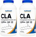 Nutricost CLA (acid Linoleic conjugat) 2400 mg, 240 Softgels - Gluten Free, non-GMO, 800 mg Per Softgel (2 flacoane)