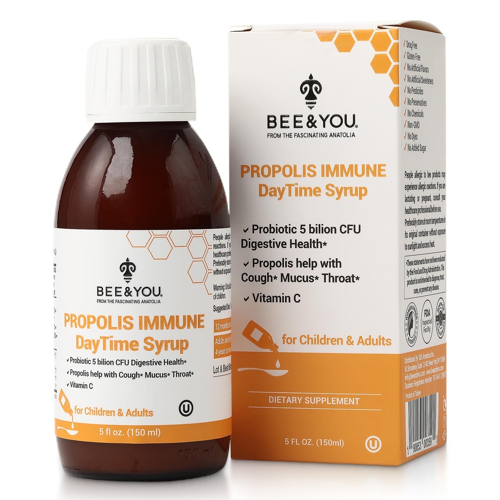 Albina si tu Propolis Ziua Imunitatii Sirop cu Probiotic, Vitamina C, Suport Immune, Digestive Health, Antioxidanti, Sanatate Gut 5 Fl Oz