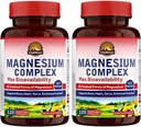 Vitalitown Magneziu Complex 2 Packs, 240 capsule, NSF Certified Magneziu Glycinate, Malate, Taurate & Citrate, Forme Chelated, Absorbție ridicată, Oase, Inimă, Somn & Digestie