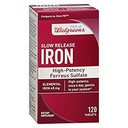 Walgreens Iron Slow Release High Potence Ferrous Sulfate 45mg, Tablete, 120 ea
