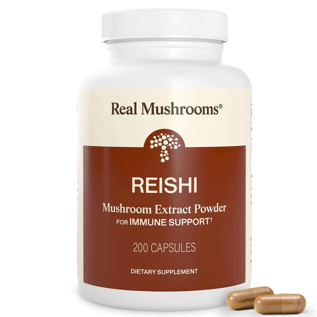 Capsule Reishi Mushroom Reishi - Extracte de ciuperci organice alese manual - Reishi roşu pentru wellness zilnic tranchilizant cu beta glucani Vegani verificaţi, non-GMO, fără umplutură cu cereale, 200 ct