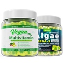 Vegan Omega 3 Gumries 1000mg cu multivitamine Vegane pentru Femei cu Fier, Vitamina B12, A, D3, K2, Algae Omega 3, Magneziu, Zinc
