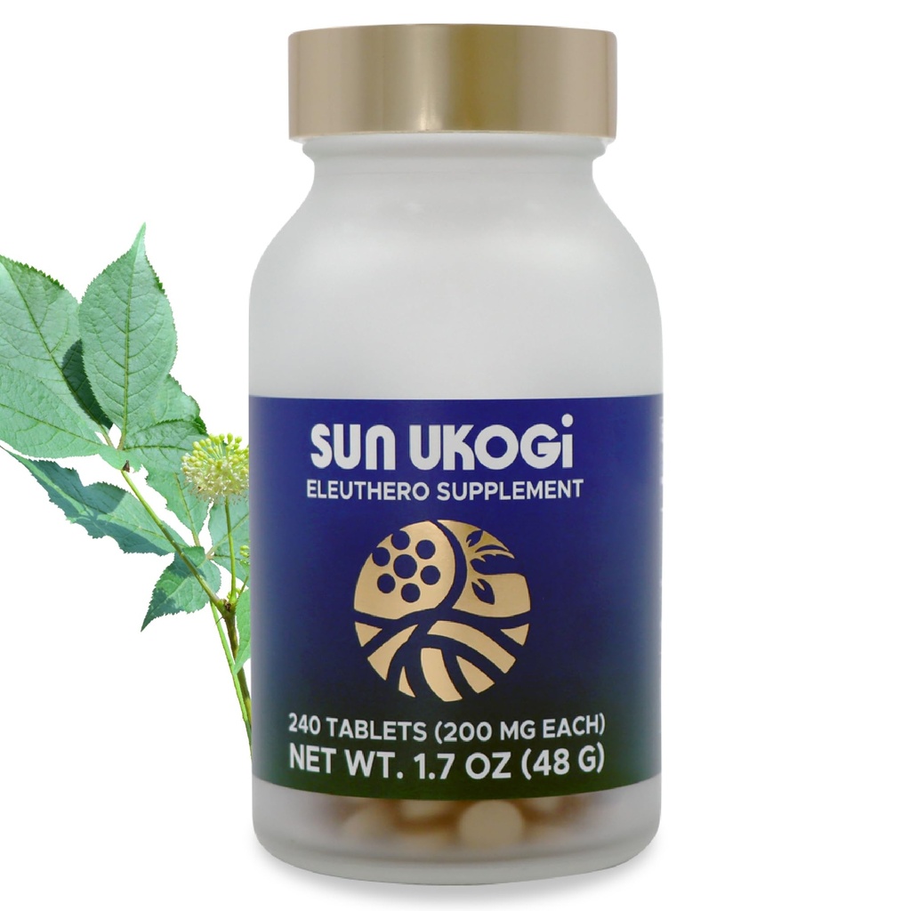 Sun Chlorella Sun Ukogi Eleuthero Root 200 mg Siberian Ginseng Supliment - Natural Adaptogen Well Being & Endurance Supplement for Women & Men - Non-GMO - 240 Comprimate