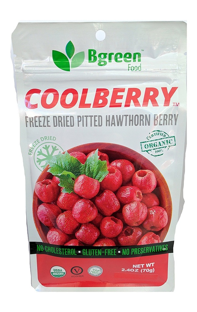 Verde- Organic Freeze uscate Hawthorn Berry, USDA Organic, Infuzie ceai, Smoothie, Superfood