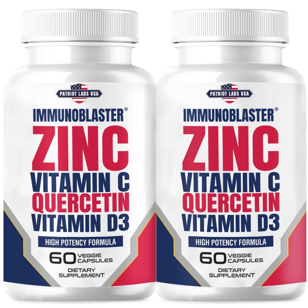 (2 ambalaj) EmunoBlaster Zinc Querbetin 500 mg cu vitamina D şi C suport imun antioxidant mare potenţă Querbetin Zinc Supliment pentru bărbaţi şi femei - Gluten, soia, & lactate gratuit - 120 Conte (Twin Pack)